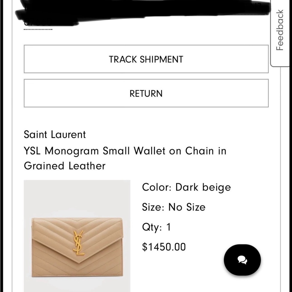 Yves Saint Laurent Monogram small wallet on chain-Grained Leather - Picture 2 of 8